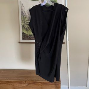 All Saints never worn black tie mini dress silk size 4 with side zipper